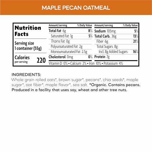 Nature'S Path LEPUSMGRYC11034 Organic Maple Pecan Instant Oatmeal Cup, 1.94 Ounce (Pack Of 12), Non-Gmo, 7G Plant Based Protein, With Omega-3 Rich Chia Seeds thumb #5