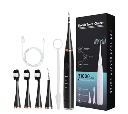 Bamideo Teeth Cleaner, Teeth Cleaning, Portable Remover Toothbrush, Tartar Remover for Cleaning Teeth, 31,000 Vibrations Per Minute, Level 6 Waterproof (Black)