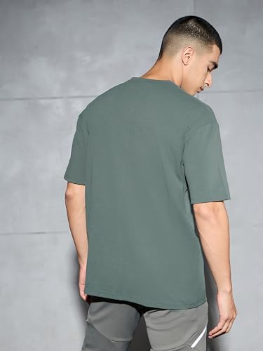 Image of TECHNOSPORT Men's Oversized Fit Half Sleeve Crew Neck T-Shirt, ELASTO Plus Quick Dry Moisture Wicking Stretchable Sports Gym and Casual Wear