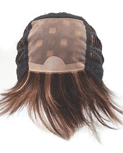 Jolie Wig Color Toasted Brown - Short Modern Bob Monofilament Top Synthetic Side Part Bundle w/Comb, MaxWigs Hairloss Booklet