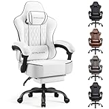 GTPLAYER Gaming Chair, Ergonomic Computer Chair with Footrest and Lumbar Support Height Adjustable Heavy Duty Home Office with 360°-Swivel Seat and Headrest