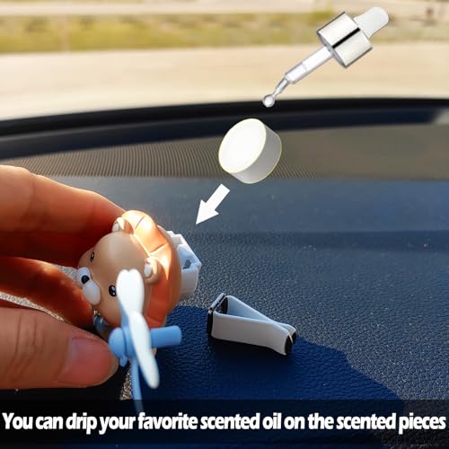 Image of Cute Car Air Freshener Vent Clips, 3D Animal with Mini Fan Diffuser Vent Clip, Air Conditioning Decoration Car Accessories for Women and Men