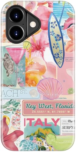 LUMARKE for iPhone 17 Case Cute,Aesthetic Italian Coquette Pink Floral Beachy Costal Shell,Compatible with Magsafe,Trendy Cool Retro Western Girly Protective Slim Phone Cover for Women Girls