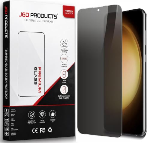 Image of JGD PRODUCTS 100% Fingerprint Unlock Support Privacy Tempered Glass for Samsung Galaxy S22, S23 5G Anti-Spy, Anti-Glare Screen Protector, Full Coverage, 9H Hardness With Installation Kit
