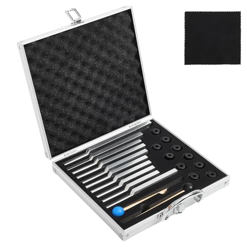 Solfeggio Tuning Forks for Healing, 10 Pcs Silver Unweighted Tuning Forks, Aluminum Alloy Material Tuning Fork Set with Exquisite Aluminum Box, Sound Healing Instruments for DNA Healing