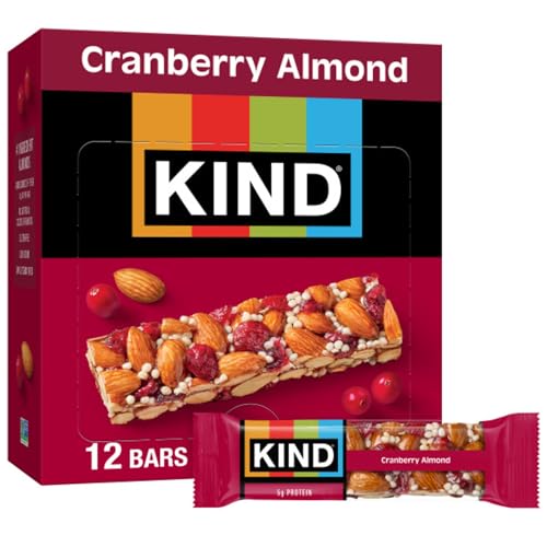 KIND Nut Bars, Cranberry Almond, Healthy Snack Bars, Gluten Free, Low Sugar, 6g Protein, 12 Count