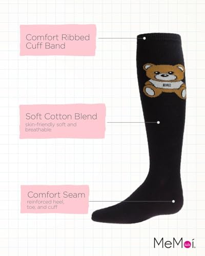 MeMoi Girls' Be Happy Bear Knee High Socks3