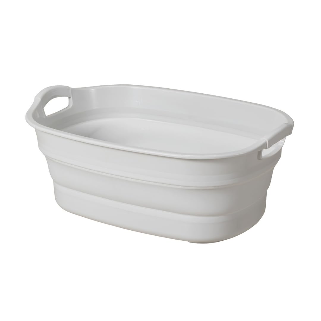 イセトウ(Isetou) ペットバス ソフトタブワイド 【色】ホワイトグレー 23L 幅60.0×奥行40.0×高さ10.0~24.6cm 日本製 折りたたみ 水抜き栓付き 洗濯かご アウトドア 大容量 中型犬 コンパクト収納 ペット用 バスタブ ベビー 水遊び つけ置き I-616商品画像