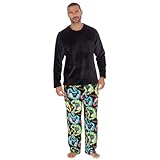 INSIGNIA Mens Super Soft Fleece Long Sleeve Top Gamer Pyjamas Sets (UK, Alpha, L, Regular, Regular, Black Gamer)