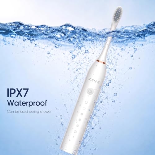 Image of ZEN-Z Sonic Electric Toothbrush for Adults & Kids | 6 months warranty,6 modes,60 Days Battery, IPX7 Waterproof, 4 Brush Heads, Silicone Bristles, USB Rechargeable, BIS Certified