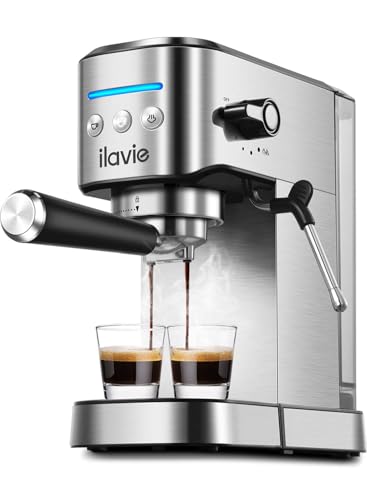 ILAVIE 20Bar Espresso Machine - Professional Home Coffee Maker for Cappuccino, Latte & Espresso with Steam Wand, 20oz Removable Water Tank