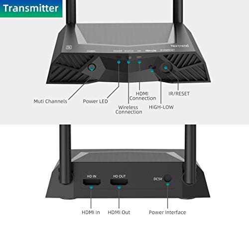 HDMI Wireless Transmitter and Receiver, Nextrend 660ft /200m HDMI Wireless Extender with Dual Antenna Support 1080P FHD with IR Transmission from TV, Computer, PS4, PC, Projector - Thumbnail 4