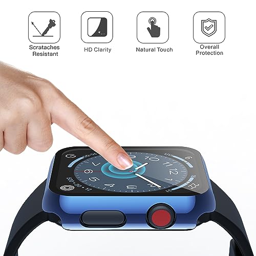 Image of Misxi Case with Screen Protector for 38mm Apple Watch Series 3 /2 | 2-Pack Cover with Tempered Glass for 3 /2, Scratch Resistant Sensitive Touch, 1 Blue + 1 Transparent