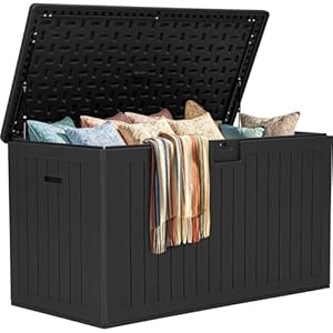 YITAHOME 200 Gallon Extra Large Deck Box, Double-Wall Resin Outdoor Storage Box with Flexible Divider for Patio Cushions Pool Supplies Garden Tools, 990 lbs Load Capacity, Lockable (Black)