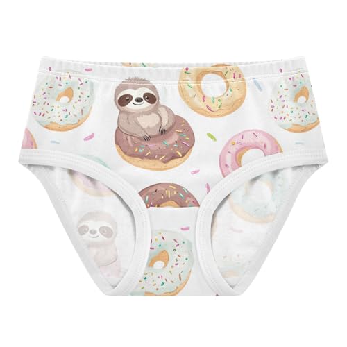 Wusikd Cute Cartoon Sloths Girls' Underwear Cotton Doughnuts Girls Briefs Soft Toddler Underwear 2T