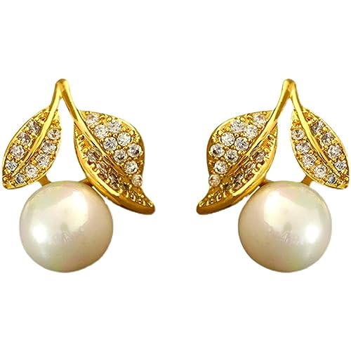Boucles d'oreilles perles micro feuille en bijoux de luxe léger pour femme
