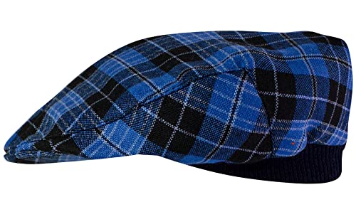 Casquette plate extensible en tartan écossais Clergy Blue ajustement confortable