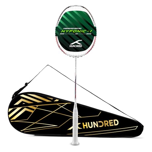 Image of Hundred Hyfonic 1 Badminton Racket (Strung) | Graphite Frame | Precision Control Racket | Balanced Feel for Accurate Shots | Max Tension 30 lbs | Full Cover Included