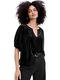 GAP Womens Short Sleeve Puff Sleeve Top Blouse, True Black, Medium US