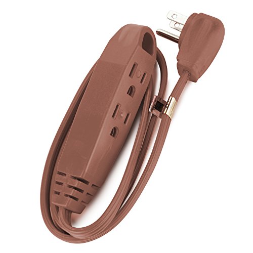 Aurum Cables 3-Feet 3 Outlet Extension Cord 16AWG Indoor/Outdoor Use - Brown - UL Listed