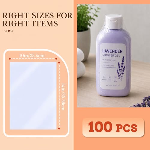 Image of WIKDAY Heat Shrink Wrap Bags 100 PCS 10x14 Inches Cellophane Bags Wrapping | Plastic Clear Wrap Bags Gift Wrapping Crafting Projects Product Storage Protection Bulk Item Sealing Holiday Preparation
