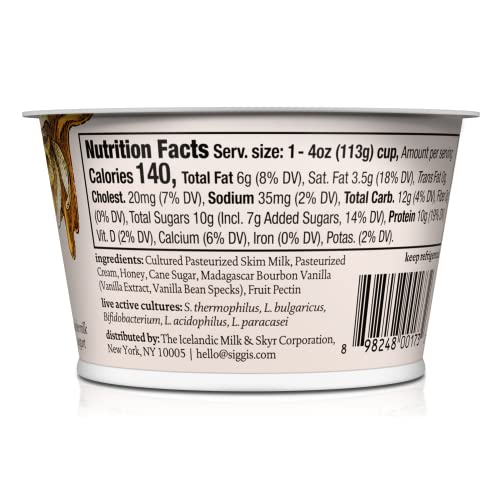 Siggi's Triple Cream Icelandic Strained Yogurt, Vanilla, 4-Oz. Single Serve Cup #TOP3