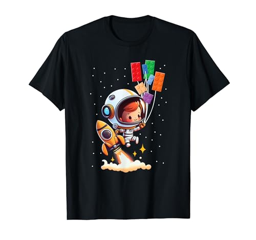 Bloques de construcción Ladrillos Astronauta Espacial Divertido Maestro Constructor Camiseta