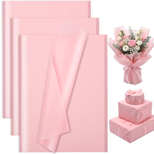 woric 50 Sheets Pink Tissue Paper Bulk 50 * 70cm Pink Wrapping Paper for Gift Wrap DIY Wedding Baby Shower Birthday Anniversary Graduation