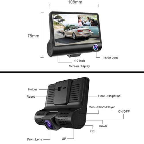 Kit 3 Cameras Veicular Interna Frontal Ré Filmadora Automotiva Dashcam B28 Full Dd Veicular Carro Se