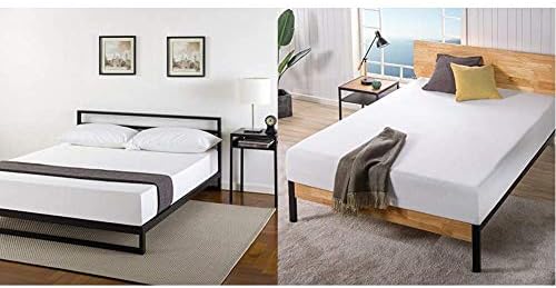 Zinus Trisha 7 Inch Platforma Bed Frame with Headboard/Mattress Foundation/Box Spring Optional/Wood Slat Support, Queen & Ultima 10"; Comfort Memory Foam Mattress, Queen