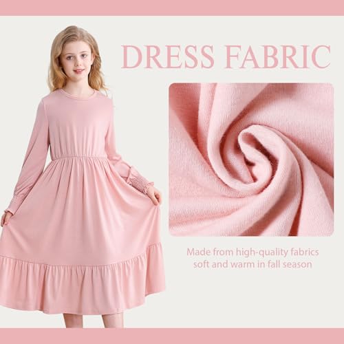 Girls Long Sleeve Dress A Line Fall Winter Dresses Ruffle Hem Kids Casual Holiday Christmas Dress2