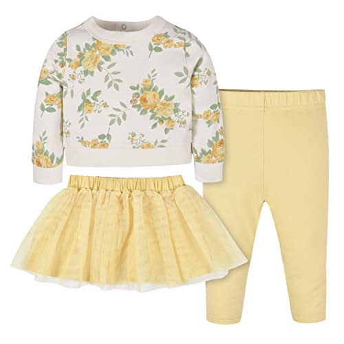 Image of Gerber baby-girls Toddler 3-piece French Terry Top, Tulle Tutu, & Legging Set