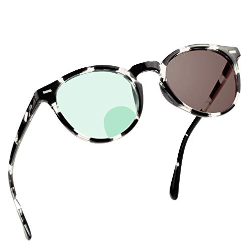 Image of YEIN Bifocal Reading Glasses, Photochromic Brown Sunglasses, for Women /Men（Black&White,0.00 /+1.50 Magnification）