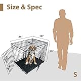 Ellie-Bo Silver Standard Small 24-inch Folding 2-Door Dog Cage/Crate with Metal Tray - Image 6