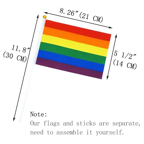 12 Pcs Pride Flags 6-Color Rainbow Flags Decorations LGBTQ Accessories Gay Pride Month Flag Rainbow Flags Stuff Hand Held Stick Small Flags Bulk for Party Parade Rainbow Festival — view 2