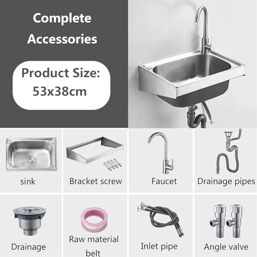 Évier compact acier inoxydable eau chaude froide suspendu pour salle de bain et cellier - 2