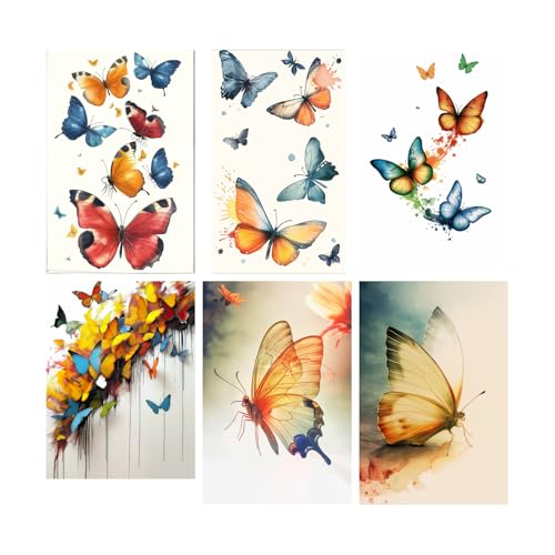 Image of SiddArtify Vibrant Butterfly Watercolor Art Print Set - 300GSM Board - 8x12 Inch - Pack of 6 Wall Room Decoration art Poster Prints