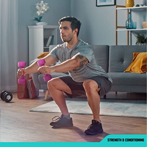 Rbx Neoprene Hand Weight Dumbbell Set - Hex Shaped, Roll Free For Body Building/Sculpting/Strength Training Exercise, 10Lb Each (20Lb Pair), Jewel Pink #TOP5