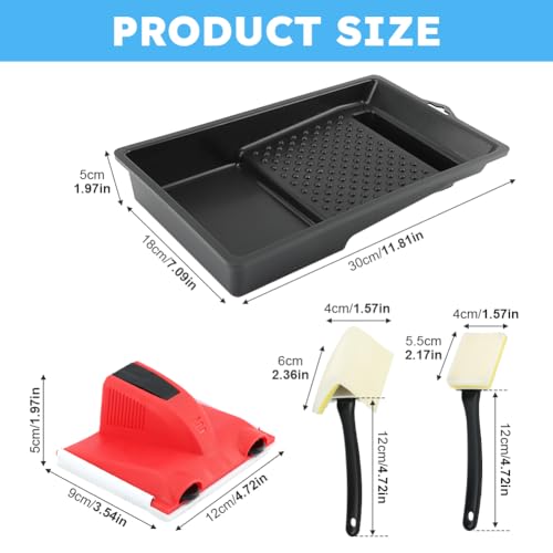 Paint Edger Tool with Trim and Touch-Up Pad, Paint Pad Tray Set Easy to Use Edge Painting Tool, Painting Wall Edges Pad for Home Interior, Trim Smart Paint Edger for High Ceiling