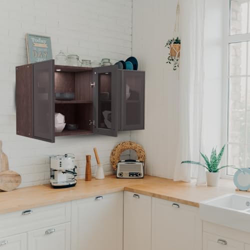 Image of SPECIALITY PANELS Multipurpose Cabinet with Modern Elegance Tinted Glass Wall Cabinet, Space Organizer for Office /Kitchen in (Flowery Wange, 4 Glass Shutter)