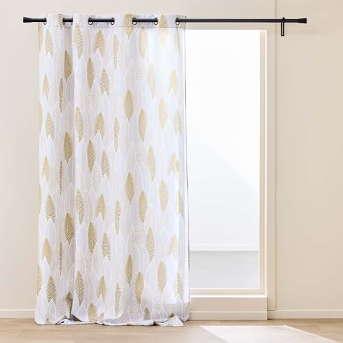 Douceur d'Intérieur, Rideau à Oeillets (140 x 260 cm) Kim Naturel, Polyester Imprimé