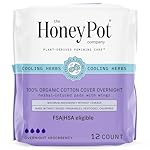 The Honey Pot Company - Herbal Pads for Women - Overnight w/Wings - Infused w/Essential Oils for Cooling Effect & Organic Cotton Cover - Feminine Care - FSA & HSA Eligible - 12 ct