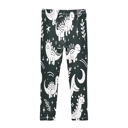 Bolaz Toddler Girls Leggings Printed Yoga Pants Leggings Cute White Lined Dinosaur for Kids2