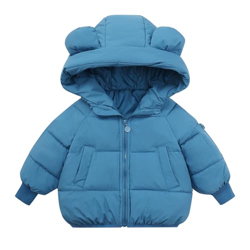 Girls Boys Hooded Puffer Jacket Winter Warm Bear Ears Down Coat Thicken Long Sleeves Windproof Padded Jackets Outerwear