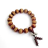 With Vajra -Wood Calligraphy Words Beads Buddhist Prayer Bracelet Mala