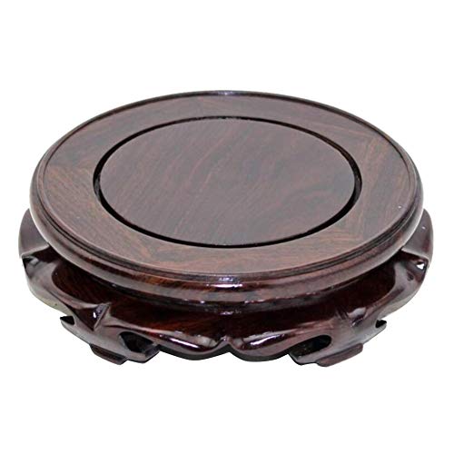EIGXIANHAI Oriental Furniture Wooden Display Stand Base Lotus Pedestal Vase Base Table Lamp Teapot Base Black Catalpa Furniture Stable Home Decoration Size3 (6.10x1.78in) by EIGXIANHAI - Used condition - US$22.36