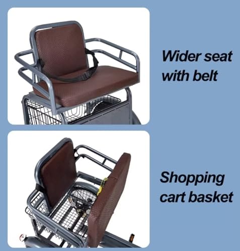 Triciclo para adultos mayores, asiento acolchado con respaldo, azul 16 pulgadas miniatura 3