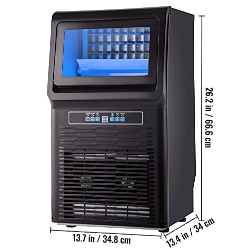 Vevor 110V Countertop Ice Maker 70Lb/24H, 350W Automatic Portable Ice Machine With 11Lb Storage, 36Pcs Per Tray, Auto Operation, Blue Light, Include Water Filter, Drain Pipe, Scoop #TOP7