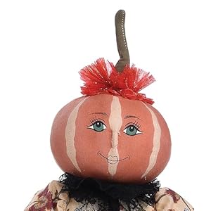 Gallerie ii penelope pumpkin head girl with spider web dress halloween joe spencer gathered traditions soft figure boho bohemian autumn fall harvest decor decoration orange  urban country home decor
