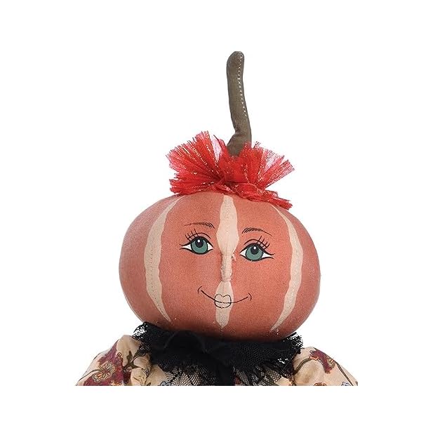 Gallerie ii penelope pumpkin head girl with spider web dress halloween joe spencer gathered traditions soft figure boho bohemian autumn fall harvest decor decoration orange  urban country home decor